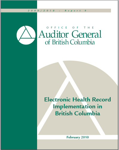 BC Auditor General, EHR implementation in BC