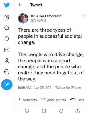 Tweet by Dr Alika Lafontaine